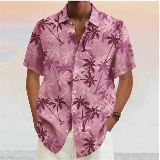 Vice City Palm Print Shirt — Coconut Tree Button-Down for Men