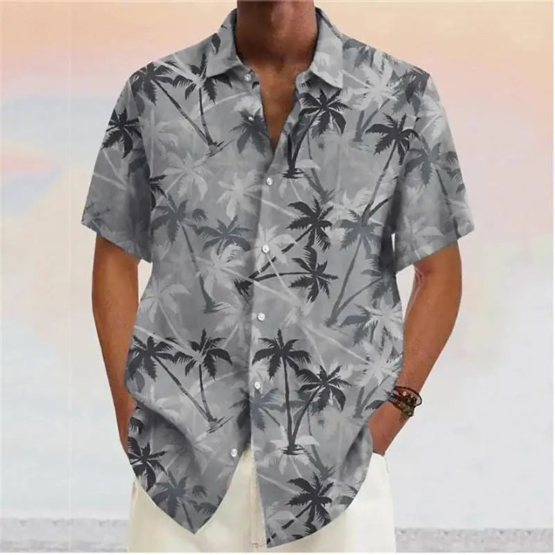 Vice City Palm Print Shirt — Coconut Tree Button-Down for Men