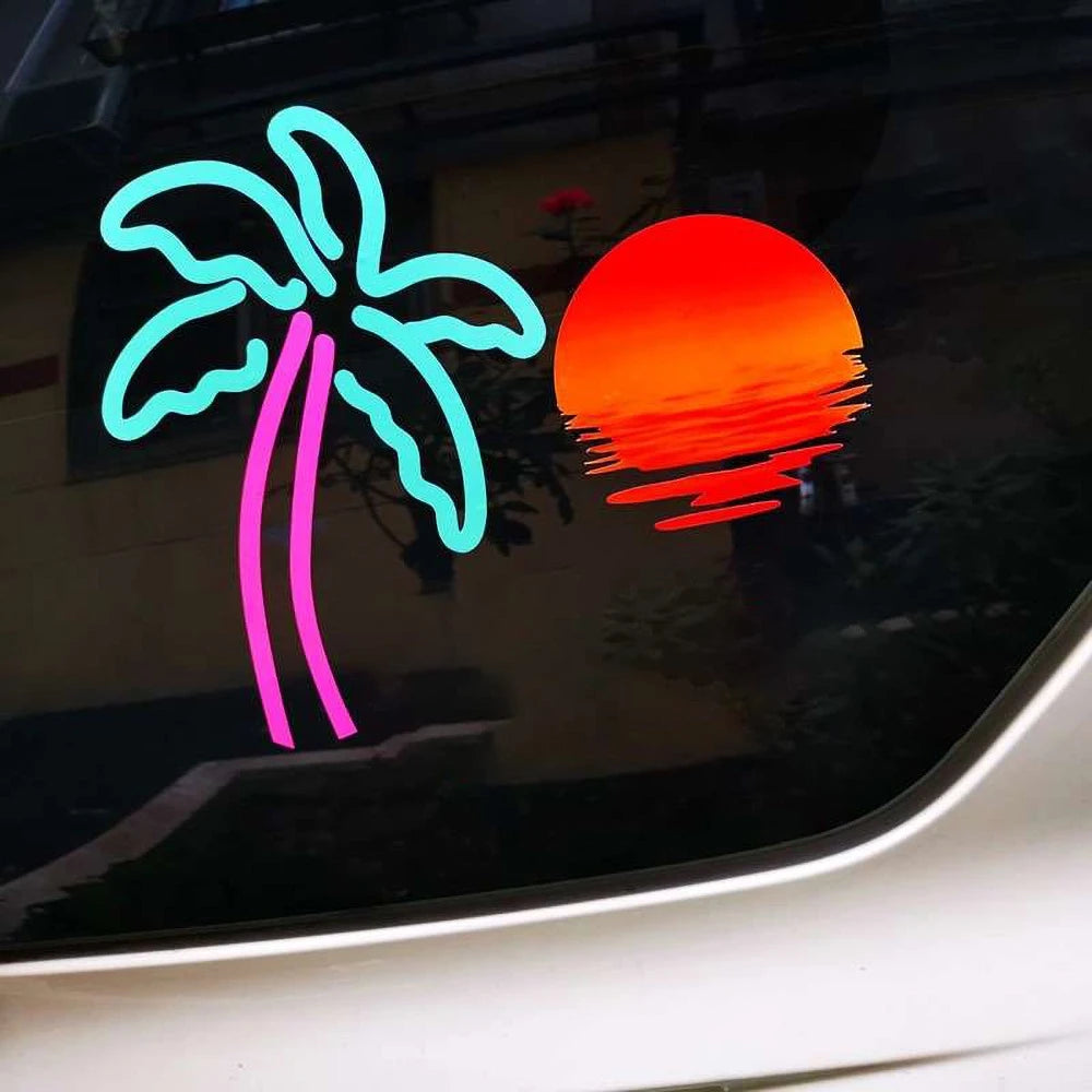 Vice City Neon Palm Tree Sticker Pack — Retro Car & Window Decals