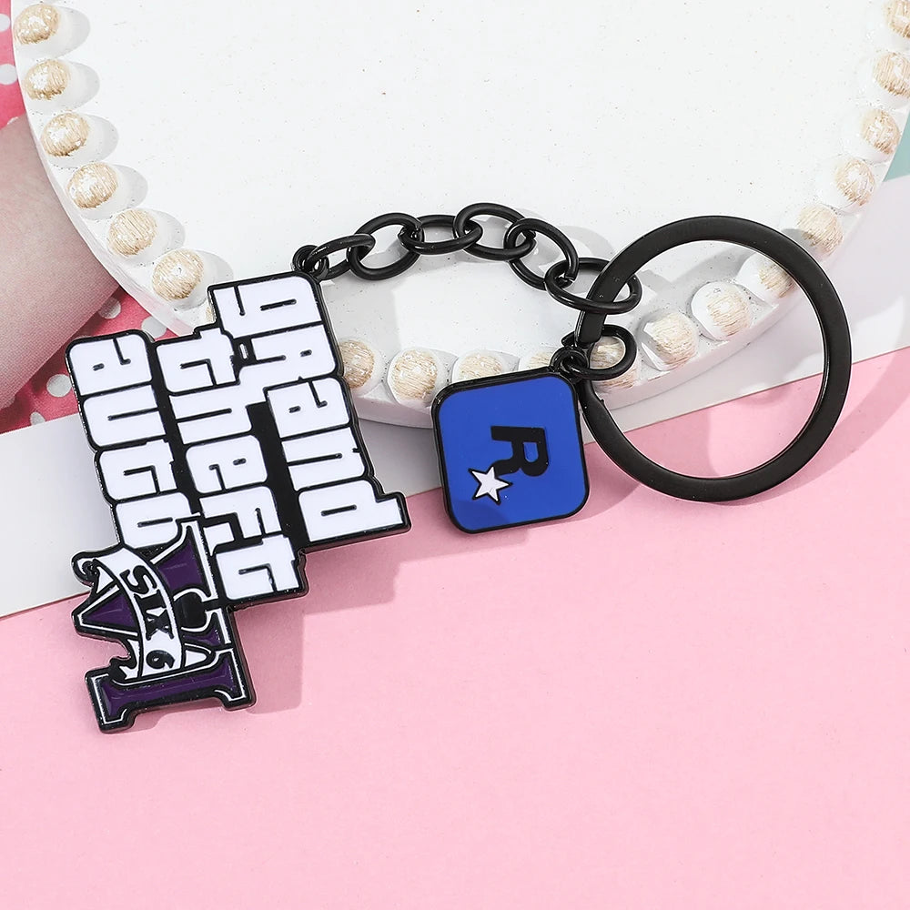 Vice City Metal Keychain Gaming Logo