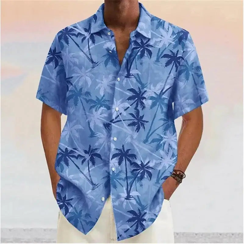 Vice City Palm Print Shirt — Coconut Tree Button-Down for Men