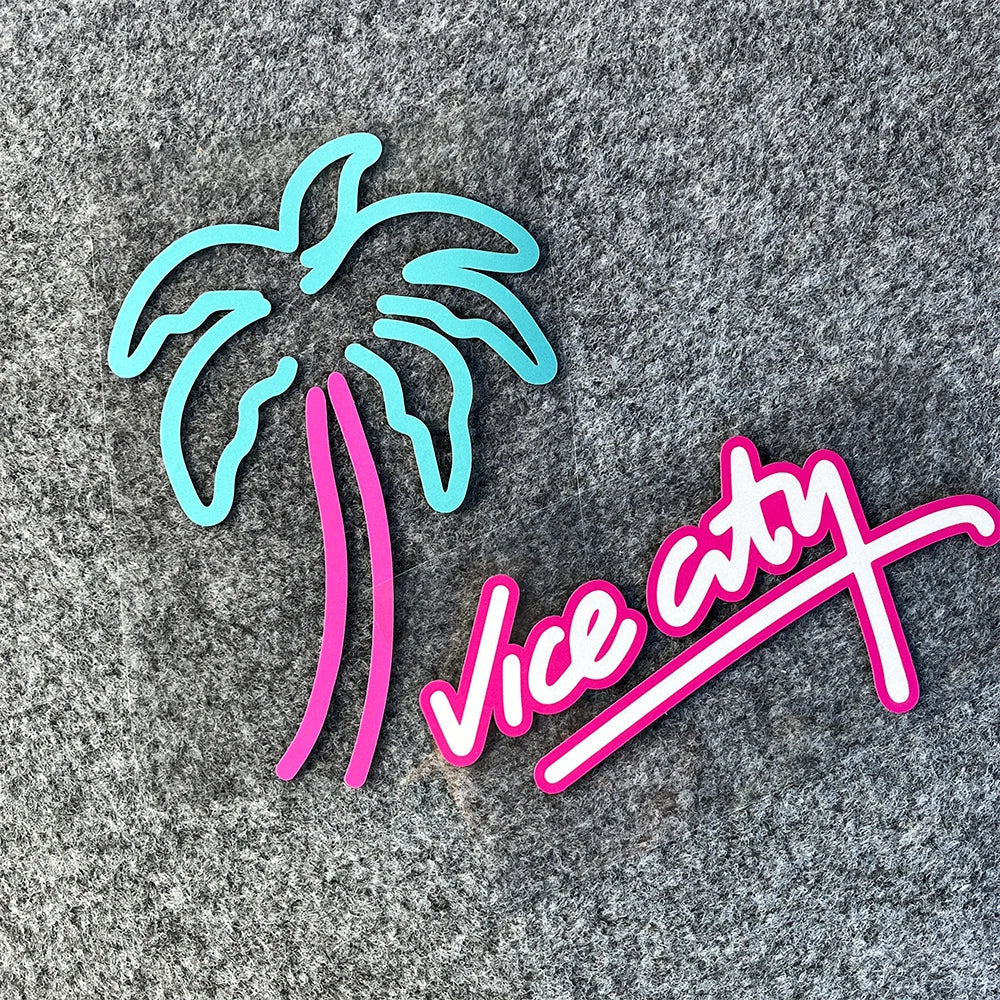Vice City Neon Palm Tree Sticker Pack — Retro Car & Window Decals