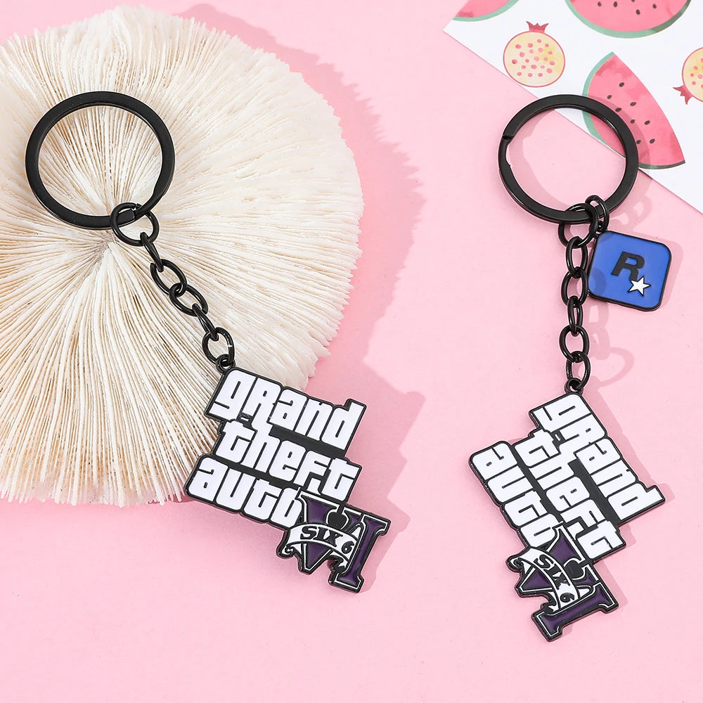 Vice City Metal Keychain Gaming Logo
