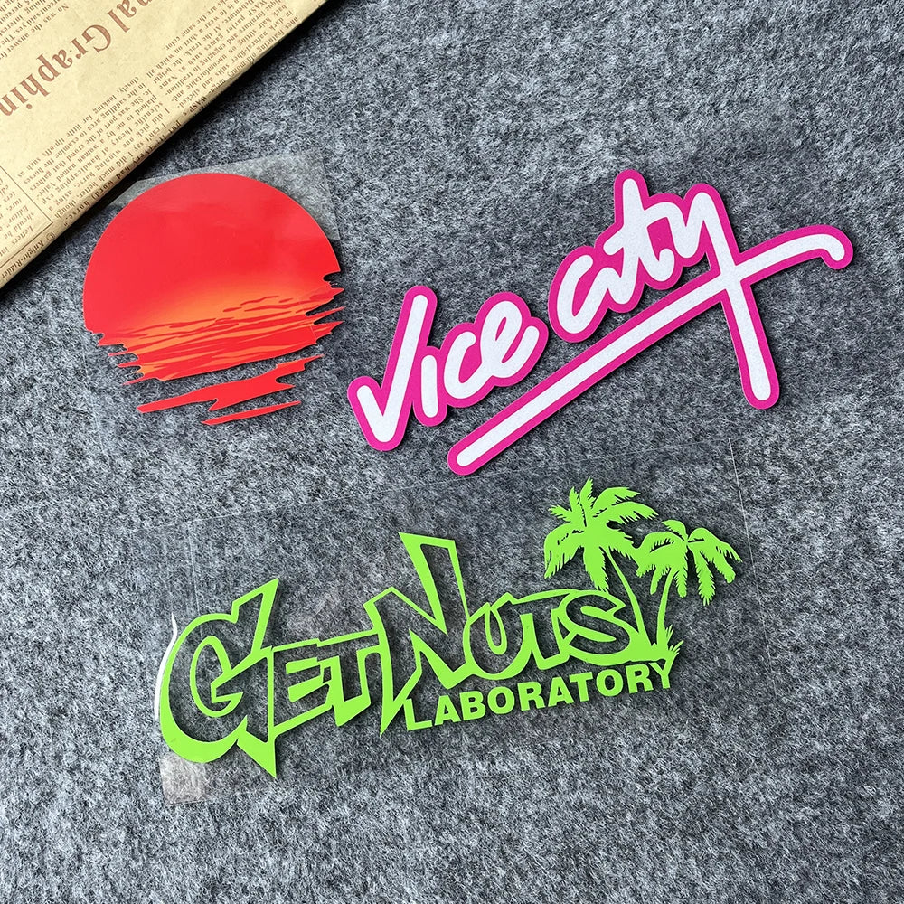 Vice City Neon Palm Tree Sticker Pack — Retro Car & Window Decals