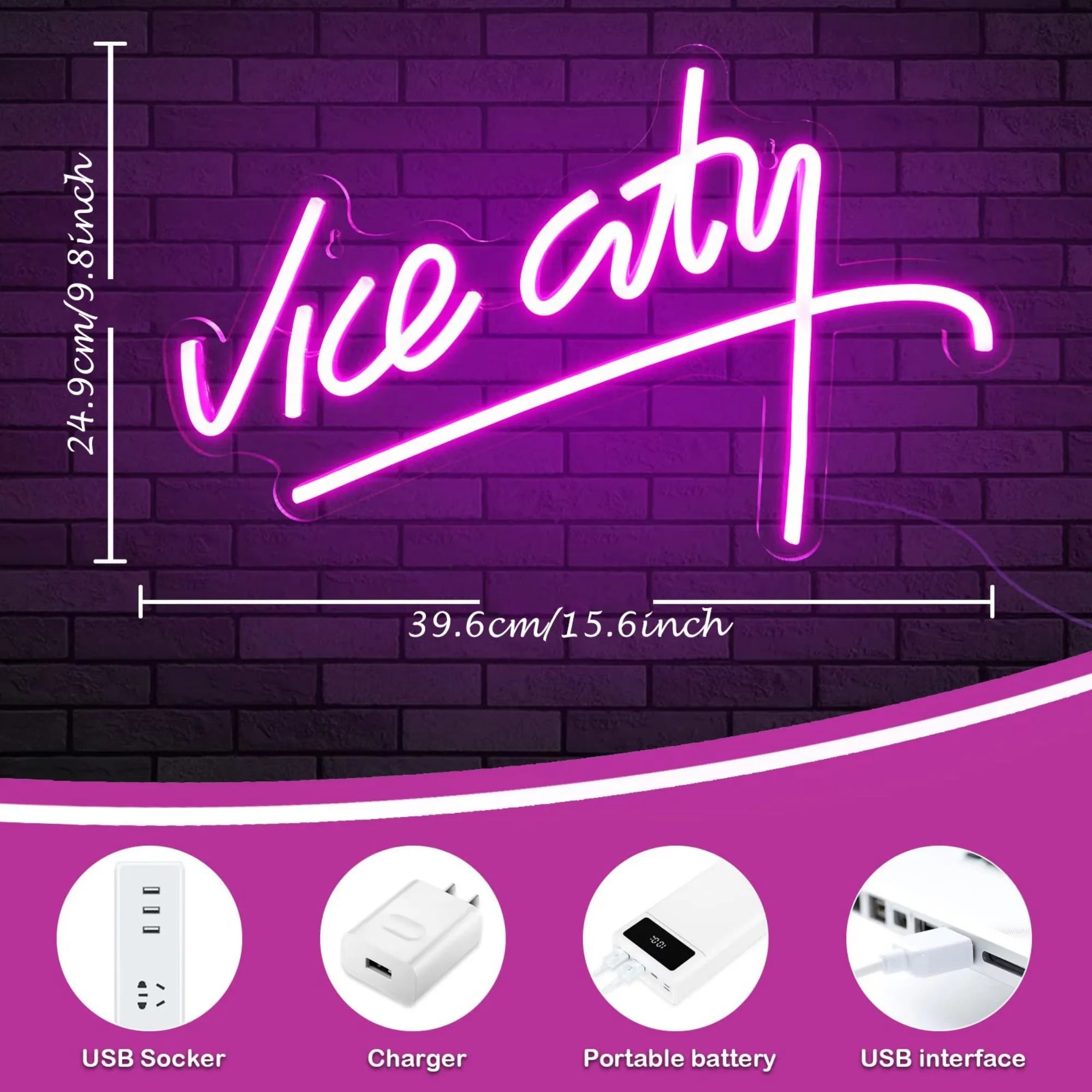 Vice City Neon Sign — USB LED Wall Light