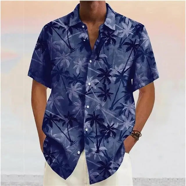 Vice City Palm Print Shirt — Coconut Tree Button-Down for Men
