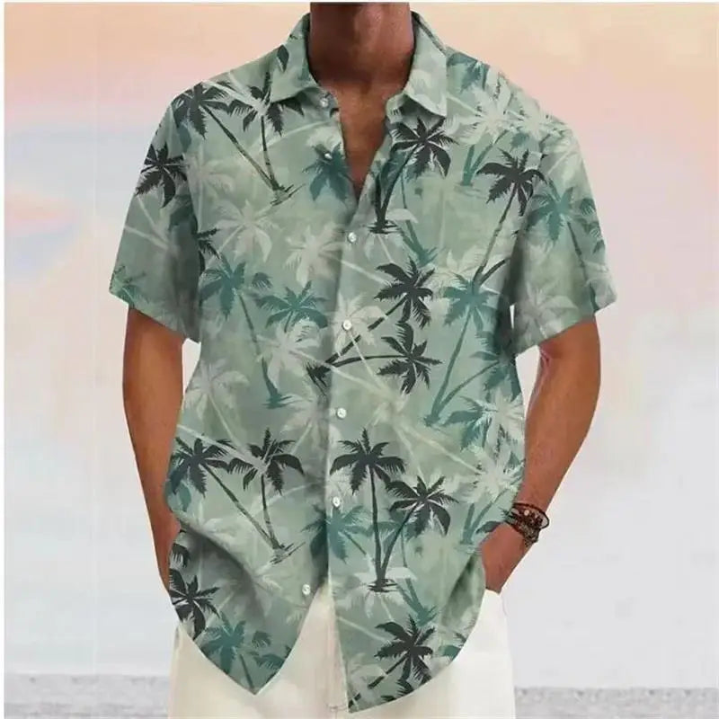 Vice City Palm Print Shirt — Coconut Tree Button-Down for Men
