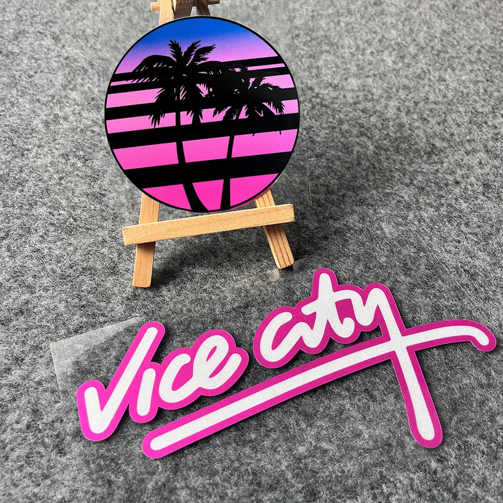 Vice City Neon Palm Tree Sticker Pack — Retro Car & Window Decals